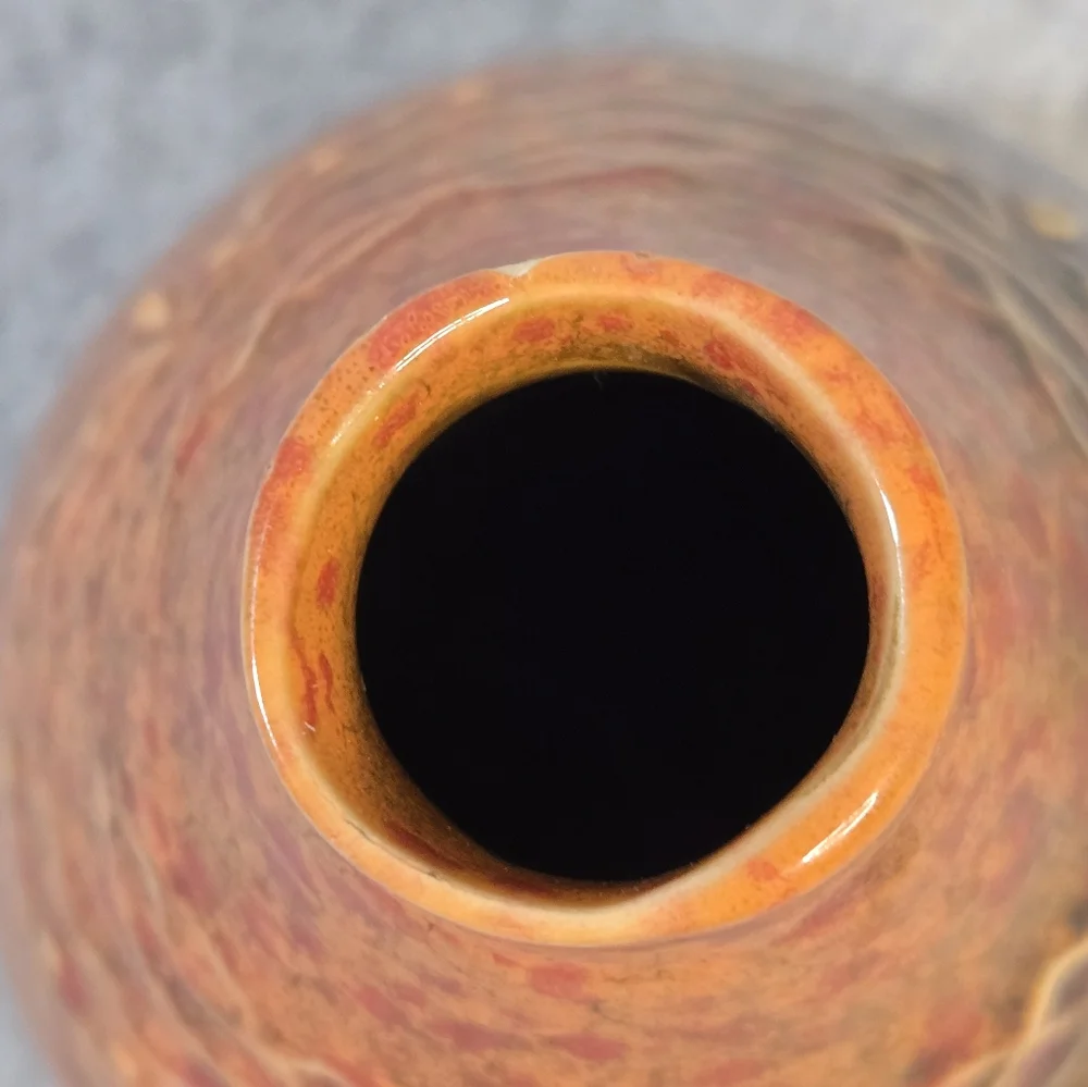 Artisan‎ Handmade Small Ceramic Crackle Glaze Bud Vase Scalloped Detail